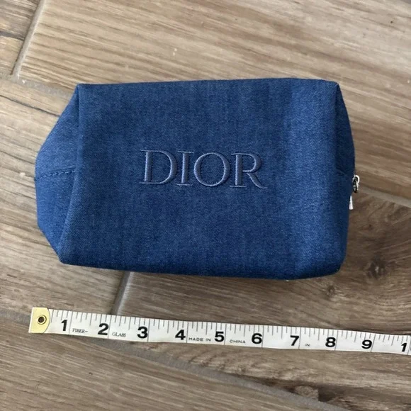 Christian Dior Denim Blue Cosmetic Makeup Zipper Bag Pouch Clutch - Picture 6 of 8